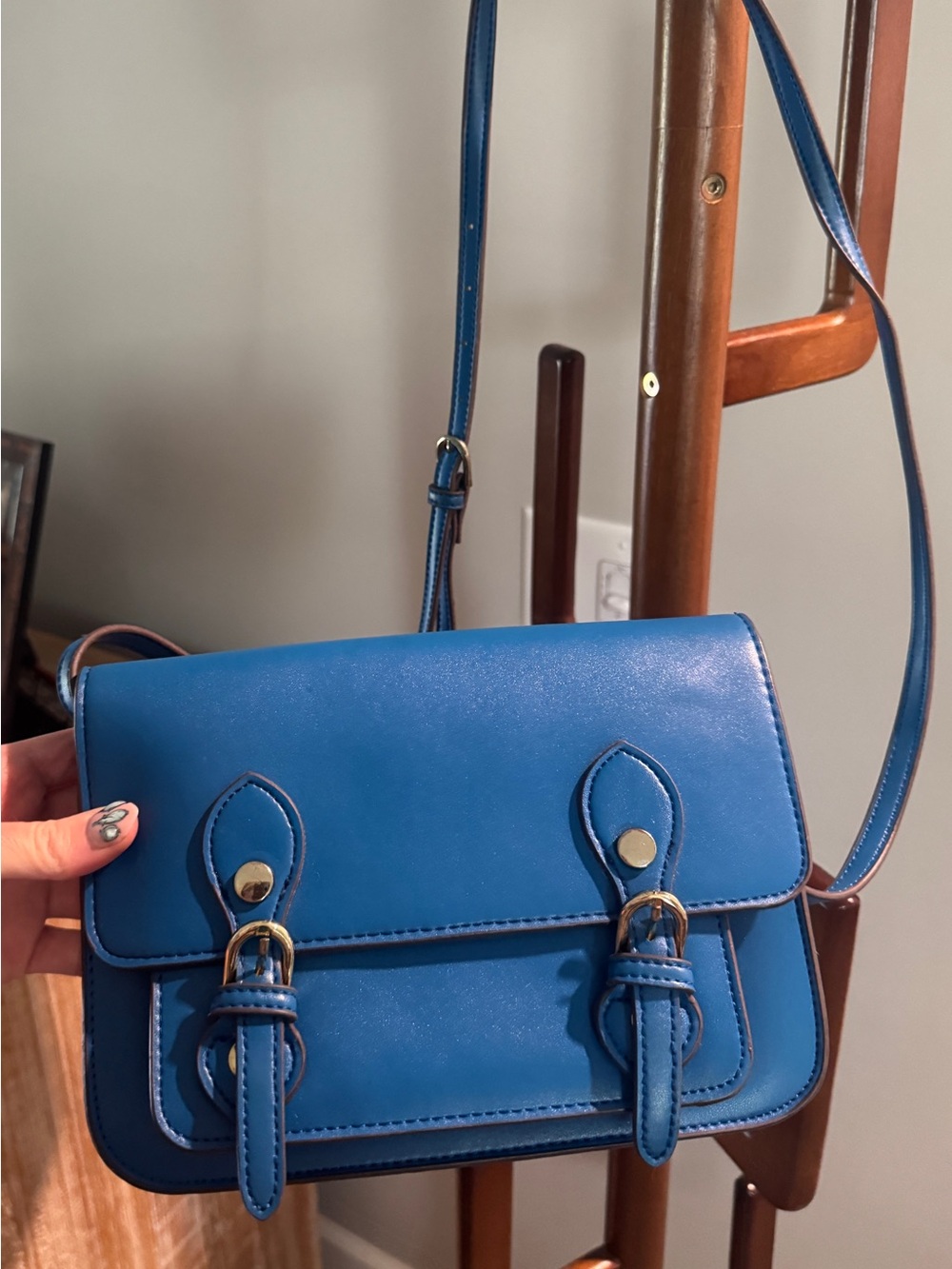 Steve Madden Blue Leather Crossbody Satchel